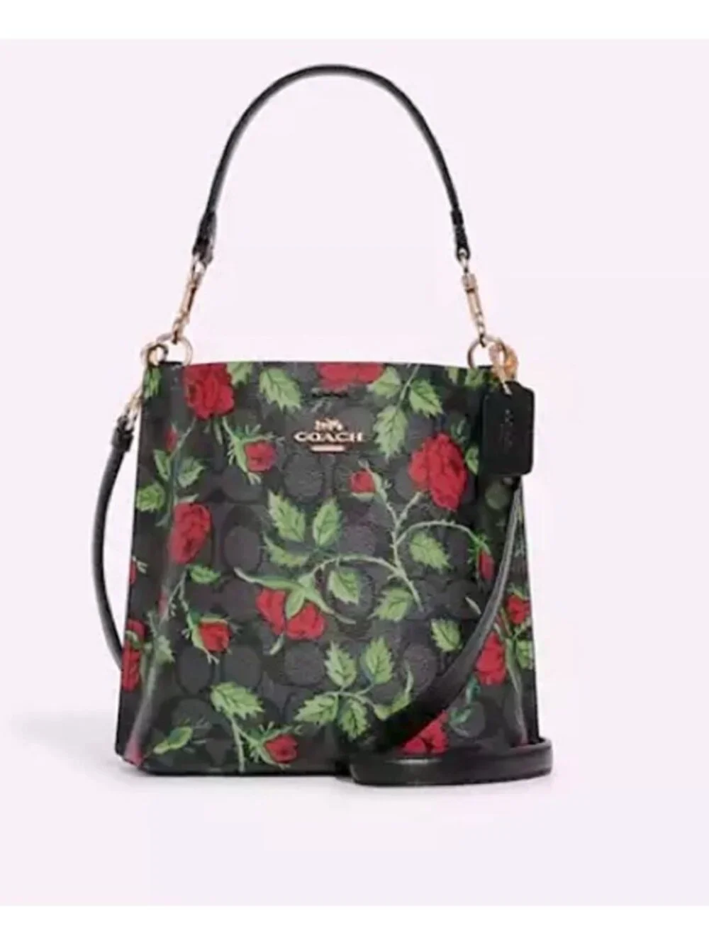 LIKENEW COACH Mollie Bucket Bag & Mini Skinny ID Signature Canvas Fairytale Rose